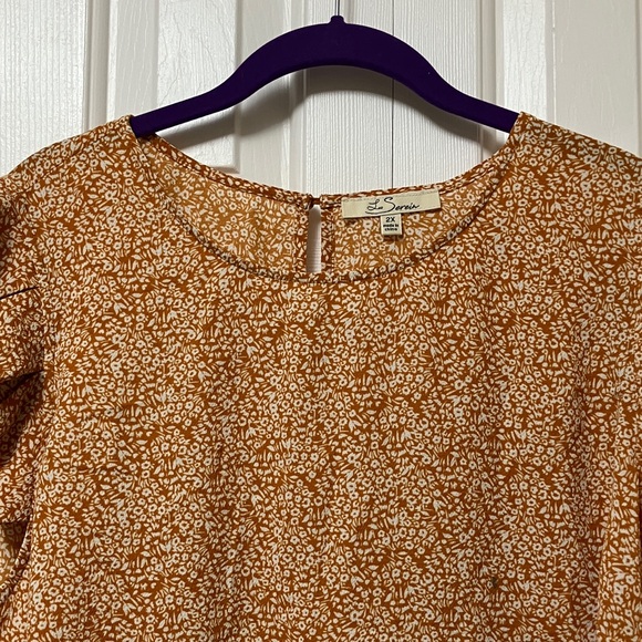 Chic Ruffle Sleeve Blouse - Brown - Picture 2 of 7